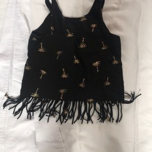 Tropical black tank top